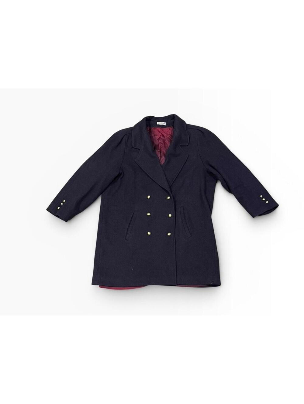 Vintage Braefair Wool Coat Double Breasted USA Womens 18W Black